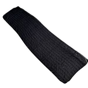 Sheer black silky chiffon scarf with sequins stripes dressy sexy whimsy goth